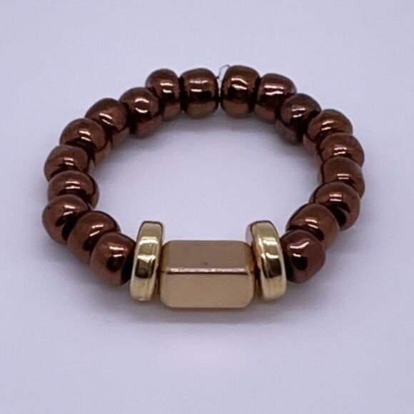 NWT Wool + Pepper Co. Brown & Gold Ring - Picture 1 of 6